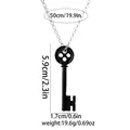 Gothic style black key pendant necklace with 50cm silver chain for Halloween gift - H-shaped Bit Button Key Necklace (A3294)