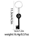 Black button top key keychain in durable alloy with precise size dimensions and weight - Button Key Keychain (D1409)