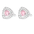 Silver-tone triangle cufflinks featuring pink crystal and white pavé rhinestones - Silver Base Pink Stone Style (B1568-PI)