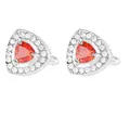 Silver cufflinks for men featuring triangular red zircon and sparkling rhinestones - Silver Base Red Stone Style (B1568-RE)