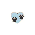 Light blue enamel heart brooch with black paw prints and gold metal finish trim - C1360BLU Heart Brooch
