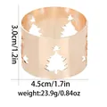 Detalle del servilletero en oro rosa con recortes navideños y dimensiones del producto - Estilo de Árbol de Navidad de Oro Rosa 2 (G1341-ROGO)