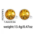 Detail view of round yellow crystal cufflinks with 1.4cm diameter and 13.4g weight - Yellow (B1573-YE)
