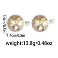 Close-up of champagne crystal cufflinks with 1.4cm diameter size specifications - Champagne (B1573-CH)
