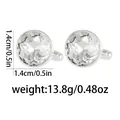 Detail view of silver round cufflinks with clear crystal, size 1.4cm and weight 13.8g - Gray (B1573-GRA)