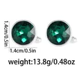 Detailed size and weight view of round men's silver cufflinks with green crystal inlay - Green (B1573-GR)