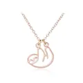 Detail of rose gold sloth necklace pendant with minimalist hollow outline design - Minimalist Hollow Sloth Pendant Necklace (A1870ROGO) / Rose Gold