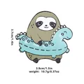 Detailed size specifications of the cartoon sloth and dinosaur enamel pin badge - Sloth With Dinosaur Swimming Ring Brooch (C2341)