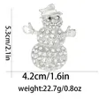 Detailed view of rhinestone snowman brooch with size specifications of 5.3cm by 4.2cm - Silver