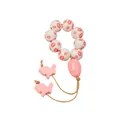 Servilleteros de cuentas de madera con labios rojos y borlas de conejo rosadas - Colgante Conejo Labios (Z1227)