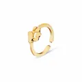 Minimalist gold-tone open adjustable ring featuring a cute paw print design - Gold Simple Paw Open Ring (E1083GO)