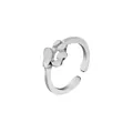 Silver-tone open ring featuring a cute 3D embossed animal paw print for women - Silver Simple Paw Open Ring (E1083SI)