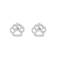 Paire de boucles d'oreilles clous argentées avec empreinte de patte creuse pour femmes - Boucles d'Oreilles Clous Patte Ajourée Argent (F1050SI)