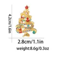 Detailed size specifications for a cartoon Christmas tree brooch with colorful rhinestones - Gold