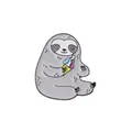Cute cartoon sloth enamel pin holding a colorful ice cream cone with yellow cone detail - Sloth With Ice Cream Brooch (C2038) / Colorful