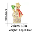 Detailed size chart of a rhinestone snowman brooch with dimensions 4.7cm by 2.6cm - Full Rhinestone Snowman (C2733-14) / Gold