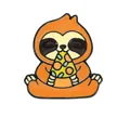 Creative sloth enamel pin wearing orange hoodie eating pizza badge for bags and clothes - Eating Pizza Sloth Brooch (C2619-3)