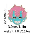 Pin's émaillé anime diable aux cheveux roses avec détails de dimensions - Petit Diable Cheveux Roses Visage Bleu (C2750)