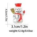 Detailed dimensions of the cute snowman Christmas brooch with size and weight specs - Silver