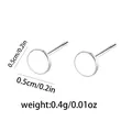 Detail showing 0.5cm diameter and 0.4g weight of minimalist heart-shaped copper studs - Round