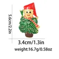 Detailed view of enamel Christmas tree brooch with size 5.6cm height and weight 16.7g - Gold