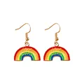 Pendientes de arcoíris con texto Love Wins y ganchos dorados para mujer - Estilo Arcoíris LOVE WINS (F1428) / Multicolor