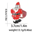Detailed dimensions of Santa Claus brooch with red enamel and sparkling rhinestones - Gold