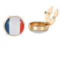Golden French flag cufflinks with polished finish and round tricolor design - France Flag (B1579-3)