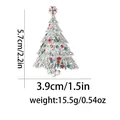 Detailed size view of a Christmas tree brooch with colorful rhinestones and silver finish - Star Top Tree Style (C2733-25) / Silver