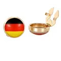 Polished gold metal cufflinks featuring a round German national flag design with enamel finish - Germany Flag (B1579-5)