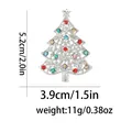 Detailed size specifications of the Christmas tree brooch with colorful rhinestones - Silver