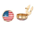Polished gold button covers featuring the United States flag for men's business shirts - USA Flag (B1579-6)