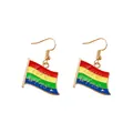 Rainbow flag earrings with gold love wins lettering for LGBTQ pride accessory - LOVE WINS Rainbow Flag Style (F1433) / Colorful