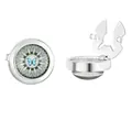 Gemelli da polso a farfalla in argento lucido con cupola in vetro e motivo blu - Stile Farfalla Blu con Motivo Argento (B1581-2)