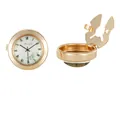 Herren Manschettenknöpfe im Vintage-Uhrendesign, Goldfinish mit römischen Ziffern und Blumen - Vintage Floral Römische Ziffern Stil (B1582-2)