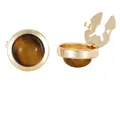 Polished gold cufflinks with tiger eye stone and unique flip lid opening mechanism - Tiger Eye Texture Style (B1580-3) / Alloy