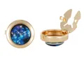 Herren Manschettenknöpfe in Gold mit dunkelblauem Sternenhimmel Zifferblatt und Klappdesign - B1582-3 / Natürlich