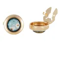 Runde goldene Manschettenknöpfe mit blauem Blumenzifferblatt und Quarzwerk für Herren - Blau Farbverlauf Floral Quarz Stil (B1582-4)
