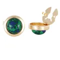 Luxurious round gold cufflinks featuring marbled malachite-style green gemstones - Malachite Green Texture Style (B1580-5) / Alloy