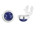 Silver button covers with blue marble stone inlay for French shirt cuffs - Blue Marble Texture Style (B1580-6) / Alloy