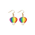 Hot air balloon dangle earrings with colorful rainbow stripes and golden ear hooks - Hot Air Balloon Rainbow Style (F1439) / Colorful