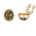 French cufflinks in gold finish with vibrant colorful mosaic stone inlay for dress shirts - Multicolor Stone Mosaic Style (B1580-7) / Alloy