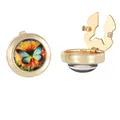 Golden round button covers featuring colorful butterfly and sunflower patterns - Gold Butterfly Sunflower Style (B1581-8)