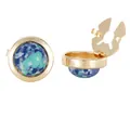 French cufflinks in gold with blue-green marble resin inlay and clip-on design - Mixed Marble Texture Style (B1580-8) / Alloy