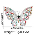 Elegante emaille vlinderbroche met kleurrijke strass steentjes en 5,2 cm breedte maat - Zilveren Holle Kleurrijke Strass Vlinder Zwarte Steen (C2746-33)