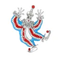 Spilla vintage a forma di pagliaccio da circo con smalto rosso, blu e strass brillanti - C2744-1