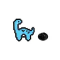 Pin de esmalte de dinosaurio pixelado azul con bordes de metal negro y cierre trasero - Dinosaurio de Cuello Largo Azul Claro (C2759-1)