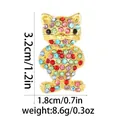 Detailansicht mit Maßen und Gewicht der bunten Katzenbrosche mit glänzenden Strasssteinen - Gold Katze Stil (2731-9-GO)