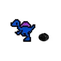Pin de esmalte de dinosaurio pixel art azul con detalles púrpuras y cierre de goma negro - Dinosaurio Acorazado Azul Oscuro (C2759-2)
