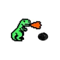 Pin de esmalte de dinosaurio pixel art verde con cierre de mariposa en metal negro - C2759-3